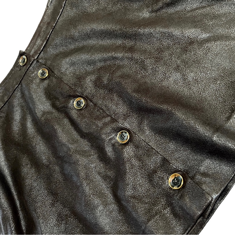 Micheal Kors Suede “Look” Chocolate Brown Skirt Front Buttons Lightweight Lined - Picture 4 of 9